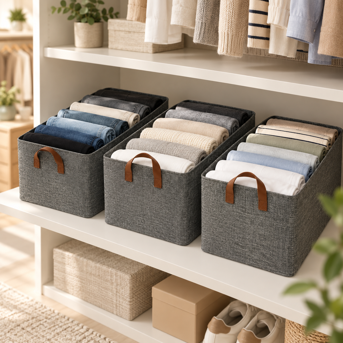 OrdenaMax™ | Pack de 3 Organizadores Rígidos Plegables para Ropa